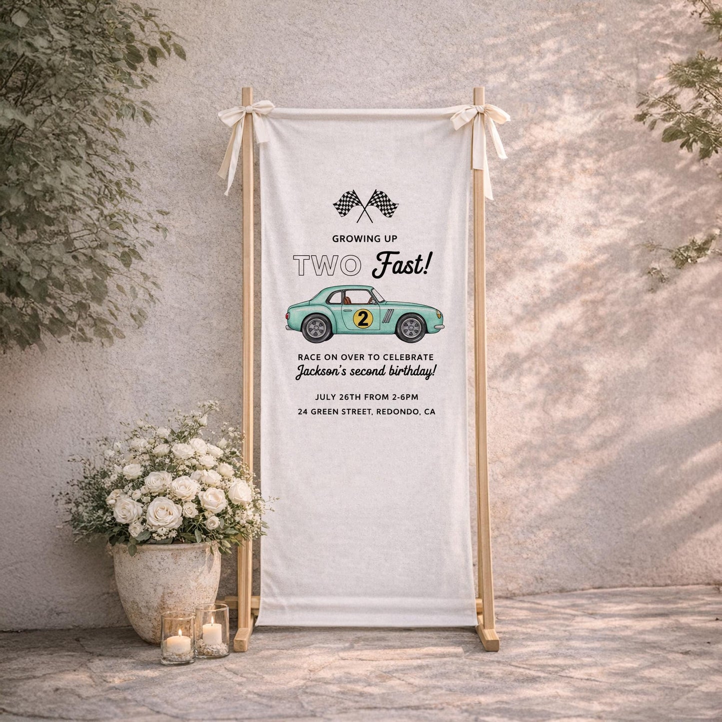 Race Car Baby Shower Banner, The Finish Line Is Very Near Baby Shower Sign, Baby Boy Racing Theme Welcome Banner, Two Fast Baby Shower Sign