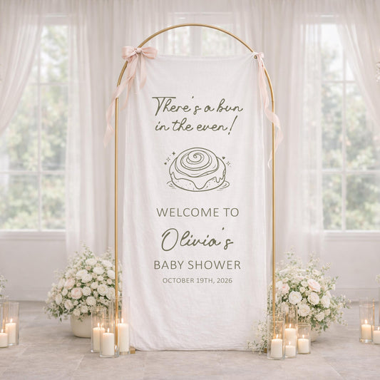 There's A Bun In The Oven Baby Shower Banner, Bun In The Oven Baby Shower Sign, Personalized Baby Shower Welcome Banner, Baby Shower Decor