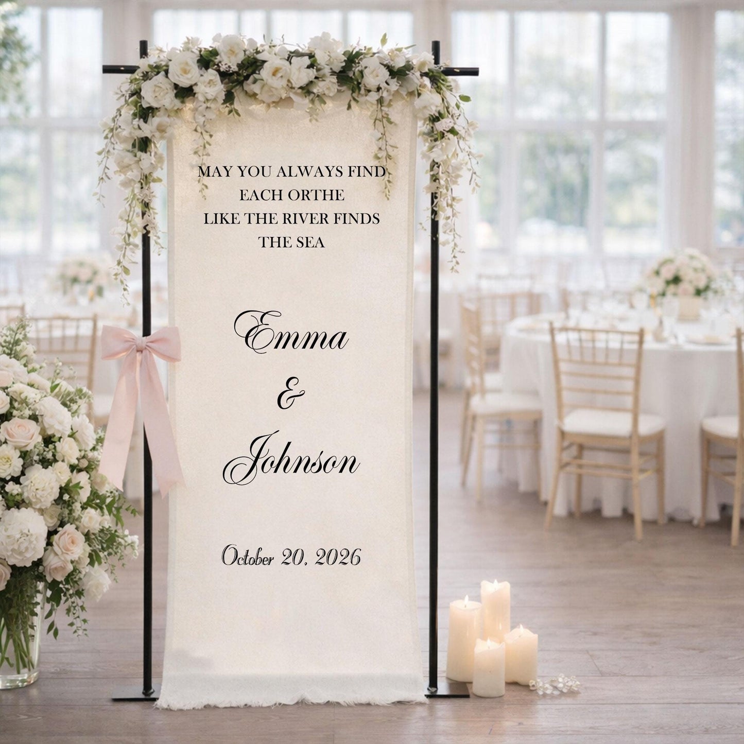 Personalized Wedding Quote Sign Fabric Banner, Romantic Wedding Backdrop for Ceremony Entrance Decor, Wedding Sign
