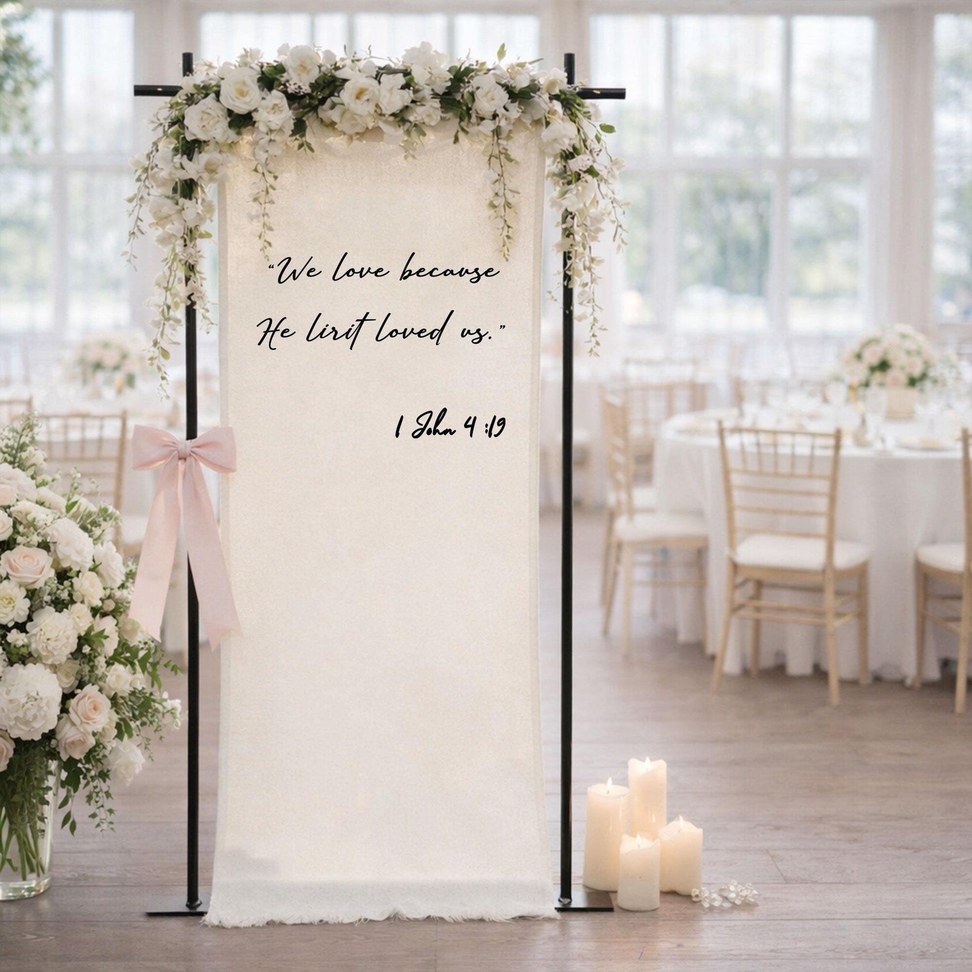 Christian Wedding Welcome Sign Fabric Banner, Bible Verse Wedding Backdrop, Religious Ceremony Entrance Decor