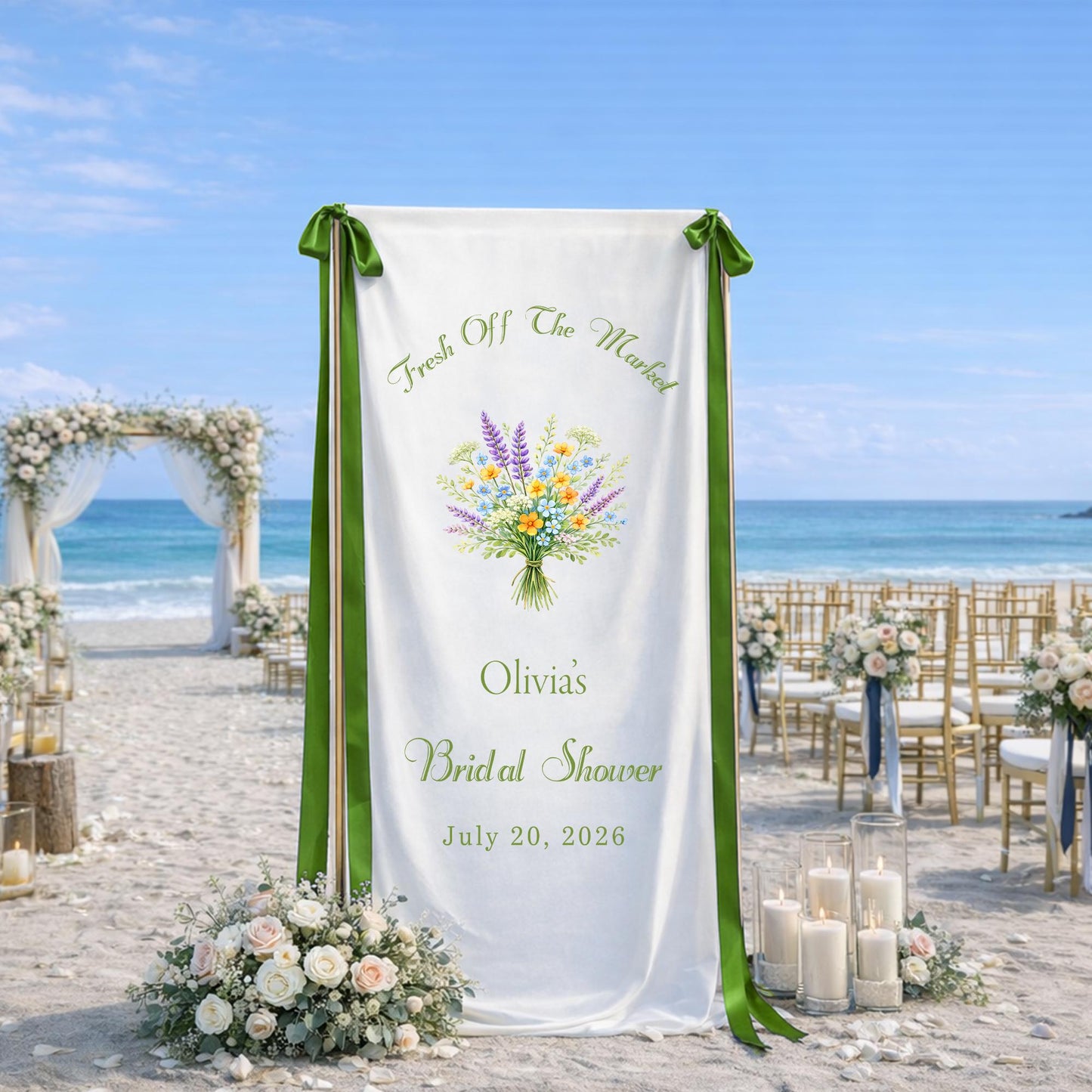 Fresh Off The Market Bridal Shower Banner, Personalized Bridal Shower Welcome Sign, Garden Floral Bridal Shower Backdrop, Bride Party Decor