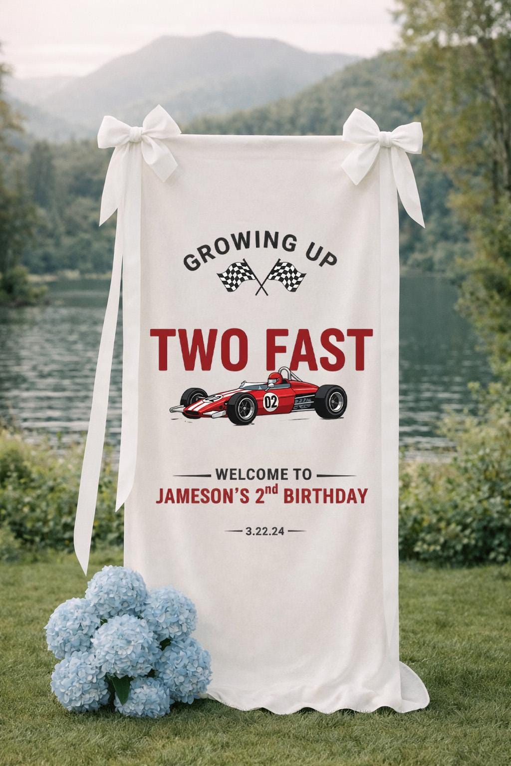 Two Fast Birthday Banner, Race Car 2nd Birthday Welcome Sign, Two Fast Birthday Party Decor, Personalized Racing Car Birthday Banner
