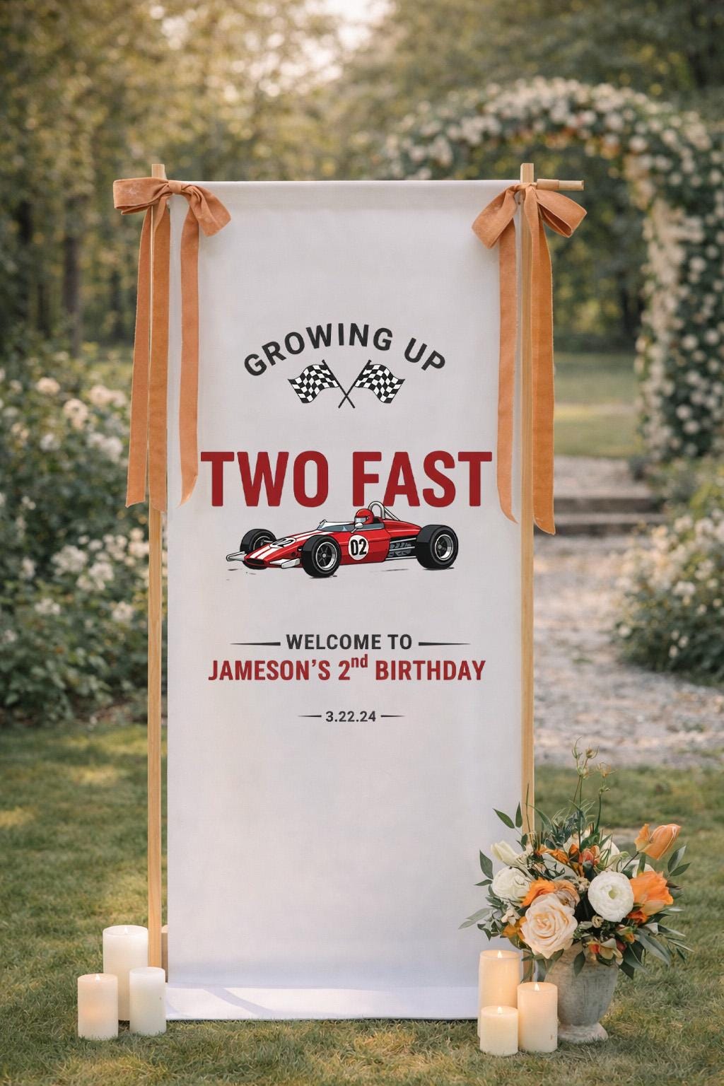 Two Fast Birthday Banner, Race Car 2nd Birthday Welcome Sign, Two Fast Birthday Party Decor, Personalized Racing Car Birthday Banner