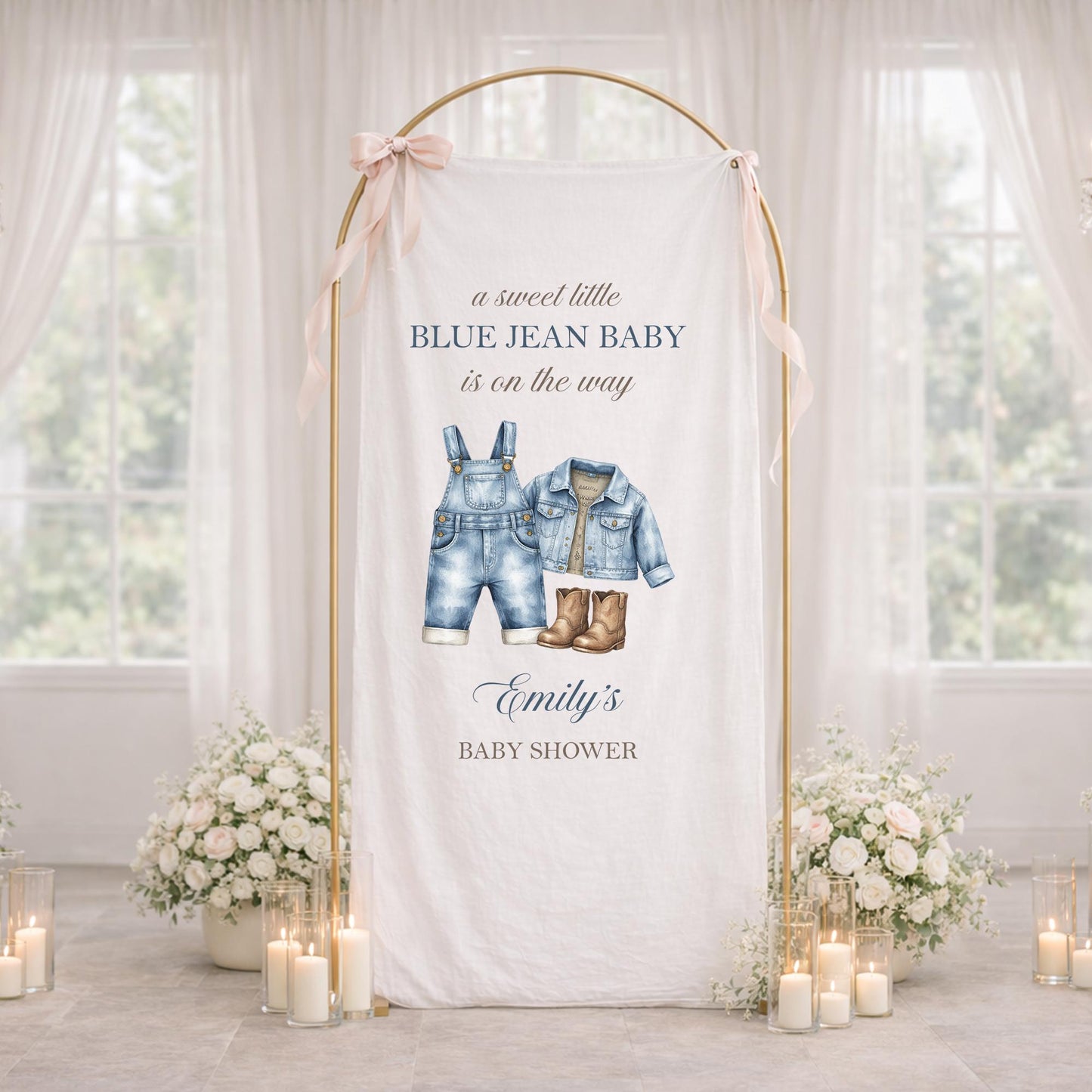 Blue Jean Baby Shower Banner, Baby Shower Welcome Sign, Blue Jean Baby Is On The Way Banner, Boy Baby Shower Backdrop, Baby Shower Decor