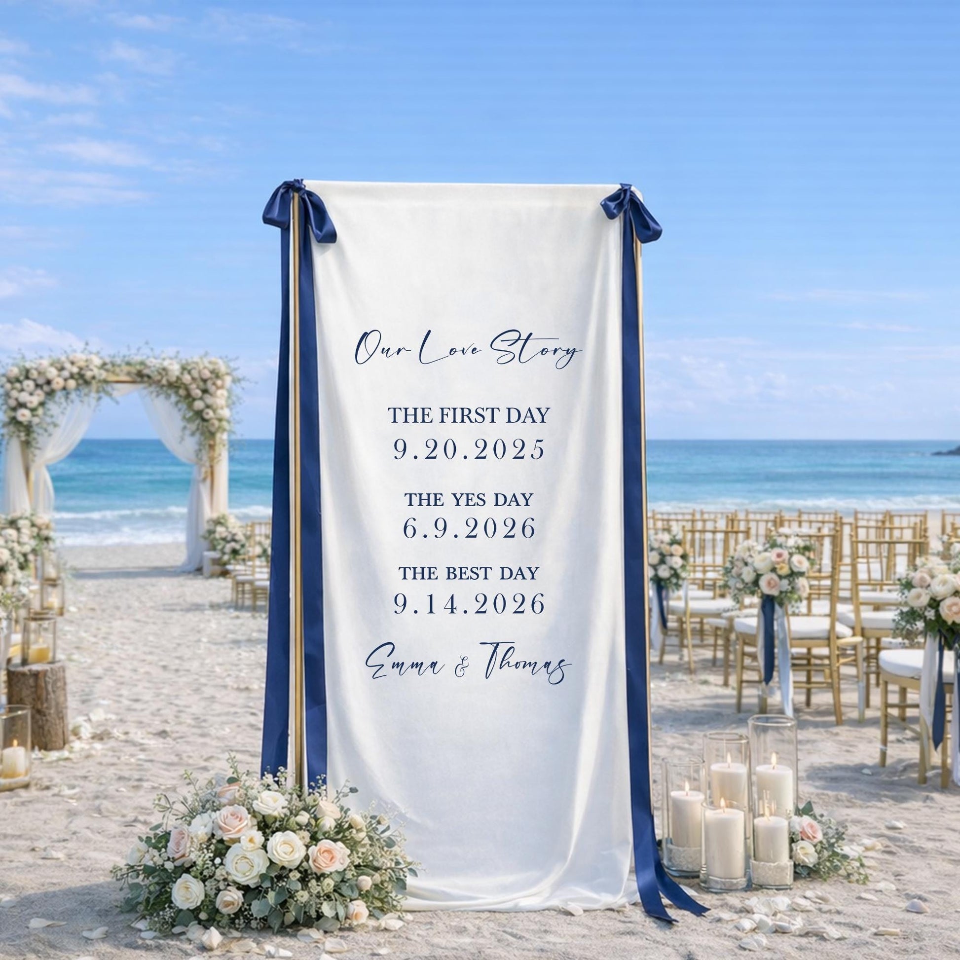 Wedding Timeline Sign Fabric Banner, Our Love Story Wedding Sign, Personalized Linen Wedding Decor for Ceremony Reception