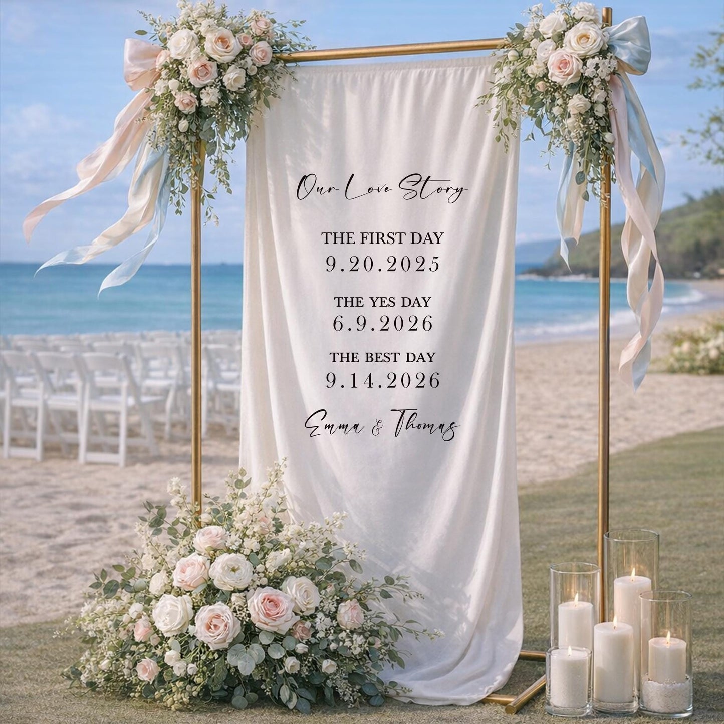 Wedding Timeline Sign Fabric Banner, Our Love Story Wedding Sign, Personalized Linen Wedding Decor for Ceremony Reception