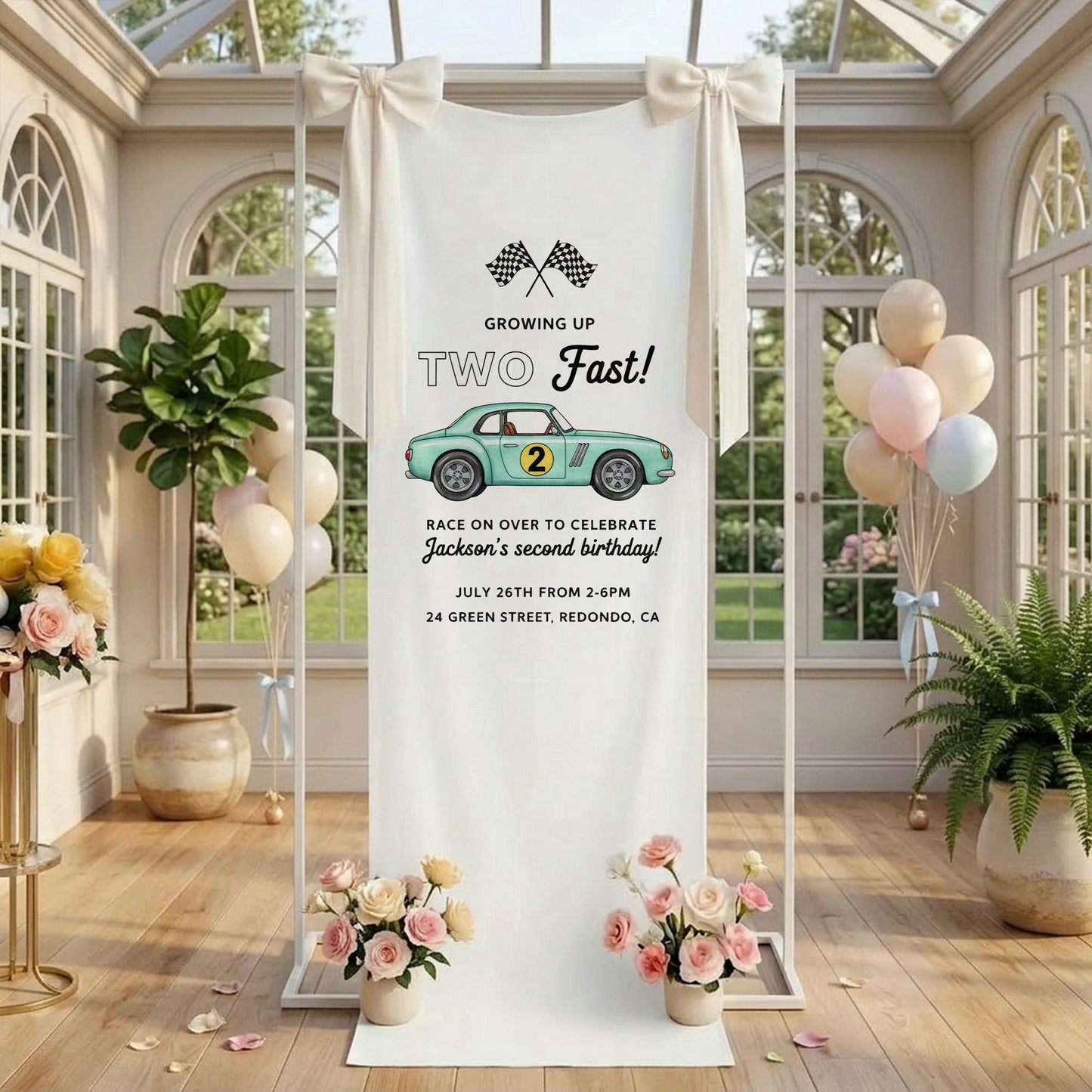 Race Car Baby Shower Banner, The Finish Line Is Very Near Baby Shower Sign, Baby Boy Racing Theme Welcome Banner, Two Fast Baby Shower Sign