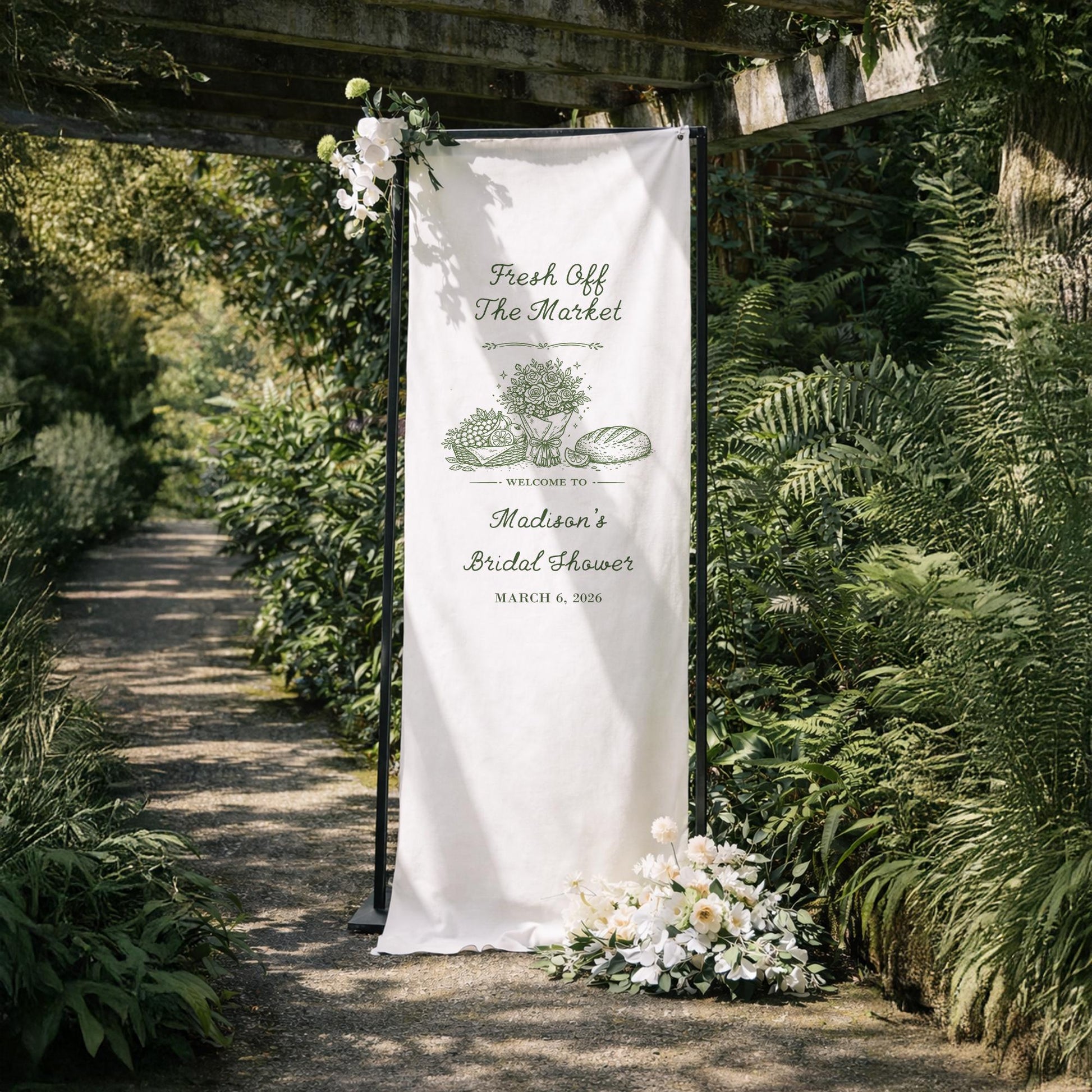 Fresh Off The Market Bridal Shower Banner, Personalized Bridal Shower Welcome Sign, Farmers Market Theme Bridal Party Decor, Bridal Shower