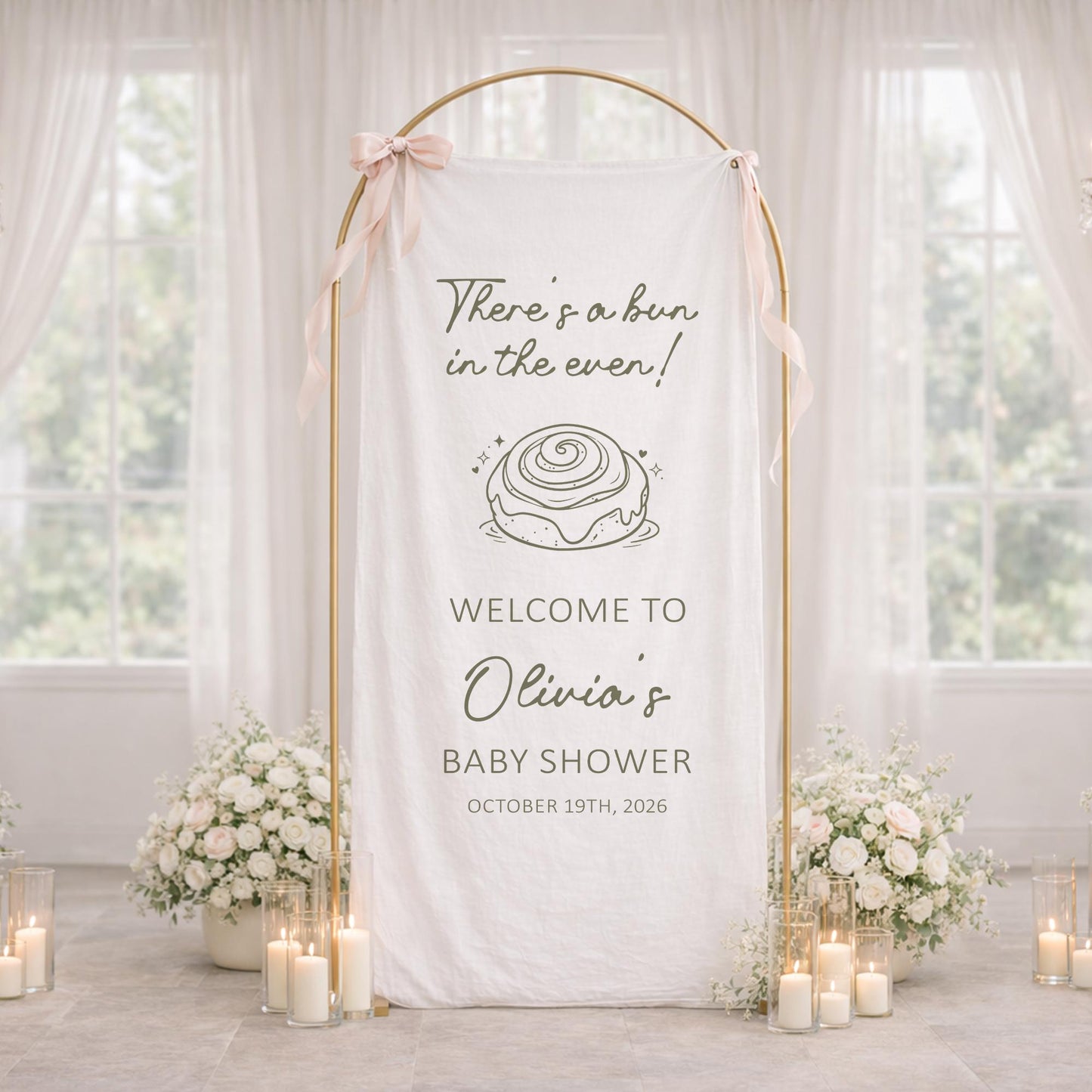 There's A Bun In The Oven Baby Shower Banner, Bun In The Oven Baby Shower Sign, Personalized Baby Shower Welcome Banner, Baby Shower Decor