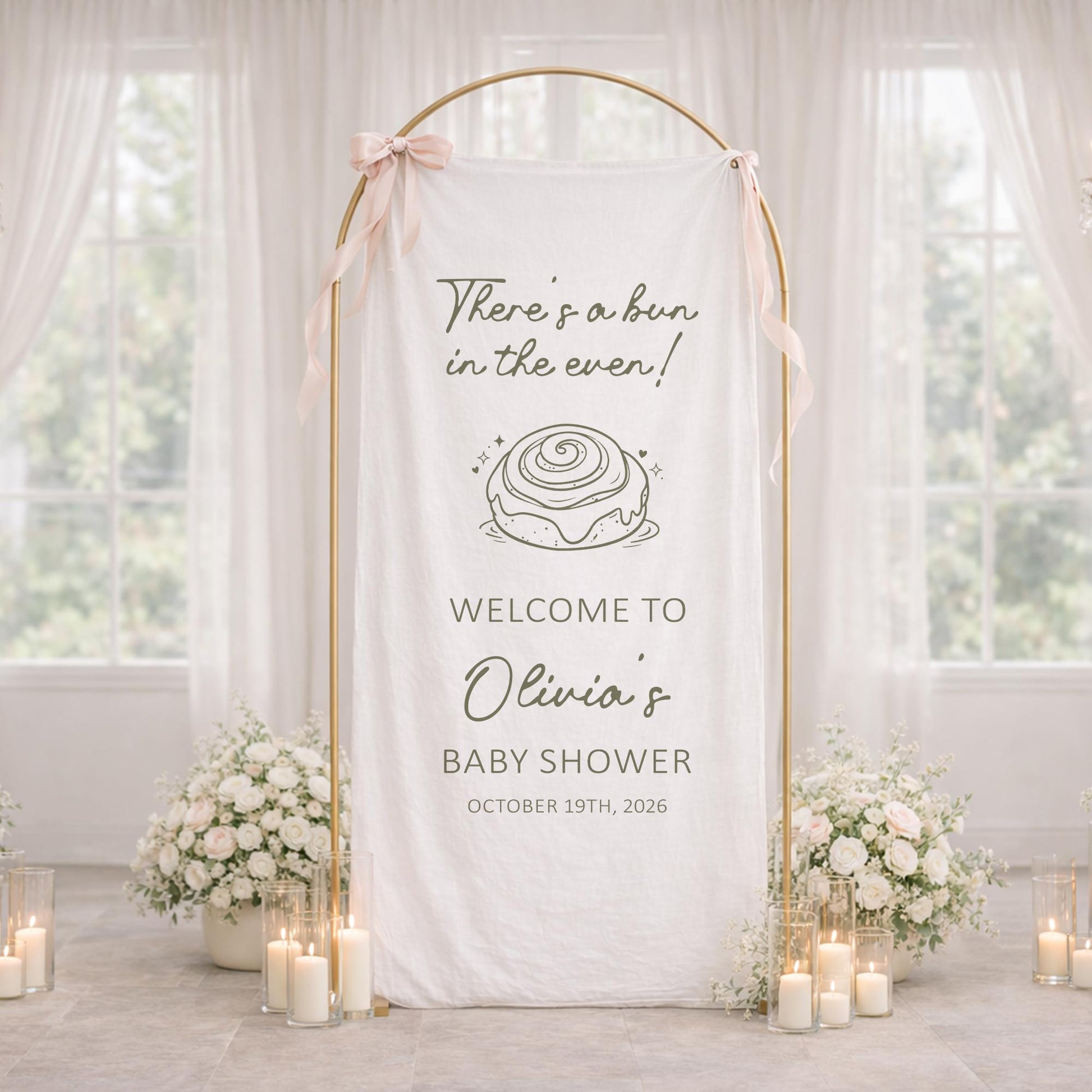 There's A Bun In The Oven Baby Shower Banner, Bun In The Oven Baby Shower Sign, Personalized Baby Shower Welcome Banner, Baby Shower Decor