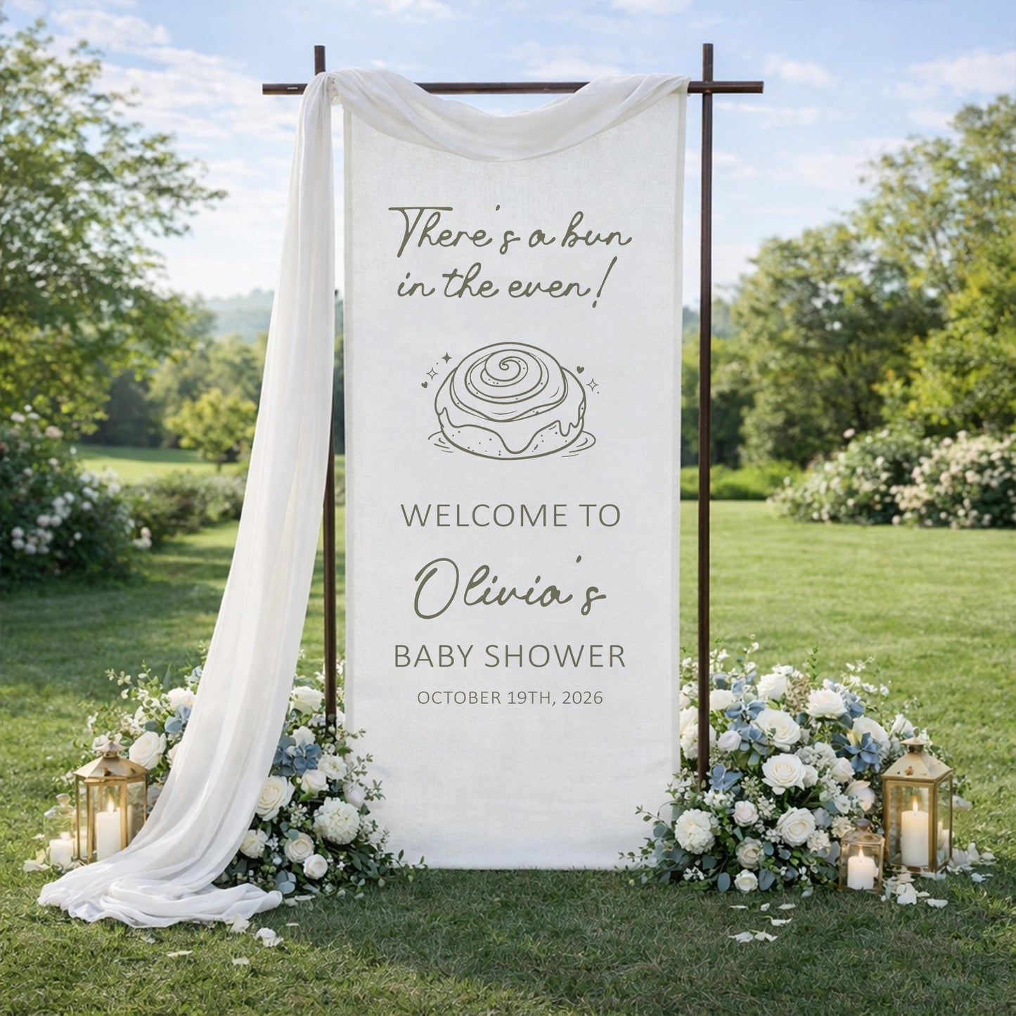 There's A Bun In The Oven Baby Shower Banner, Bun In The Oven Baby Shower Sign, Personalized Baby Shower Welcome Banner, Baby Shower Decor