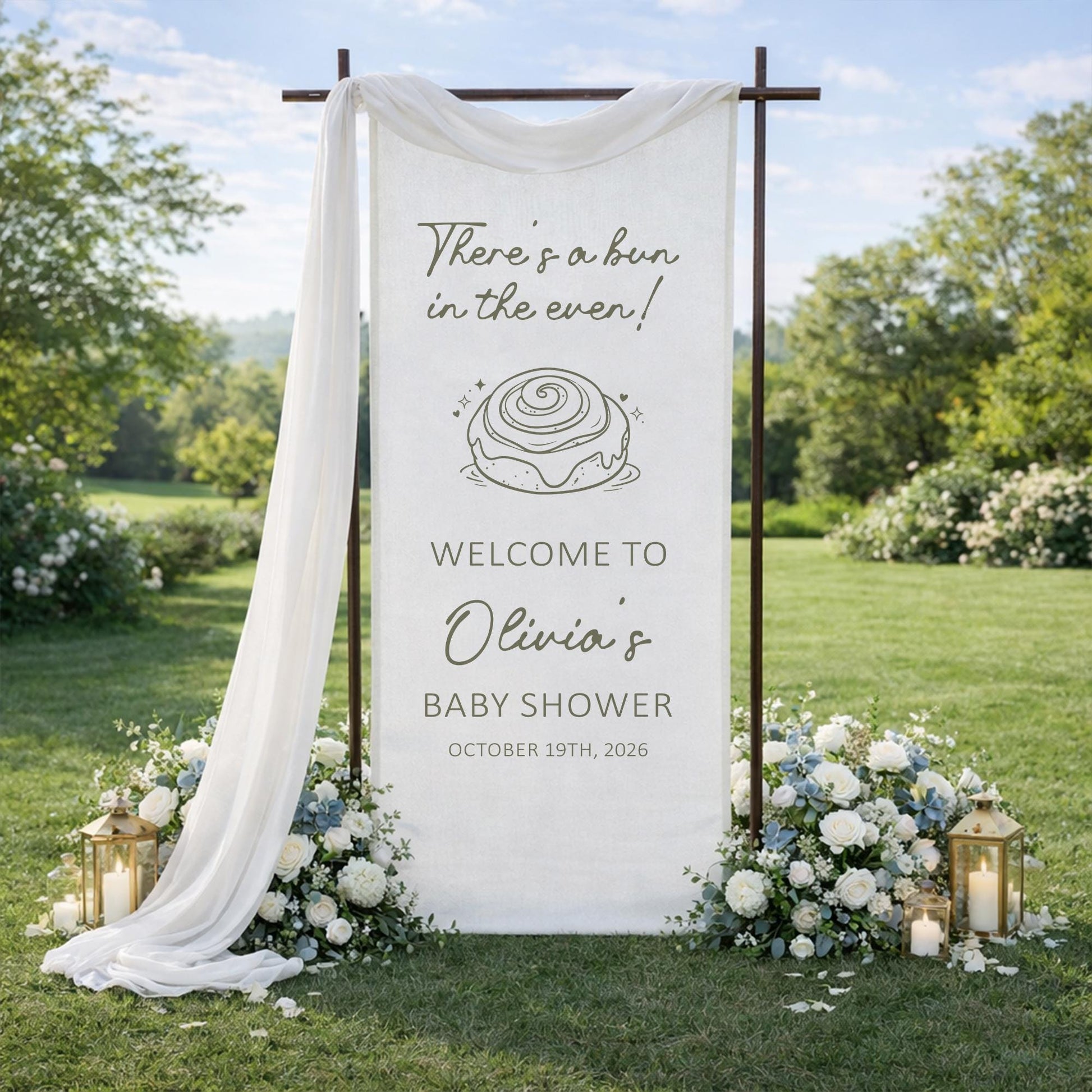 There's A Bun In The Oven Baby Shower Banner, Bun In The Oven Baby Shower Sign, Personalized Baby Shower Welcome Banner, Baby Shower Decor