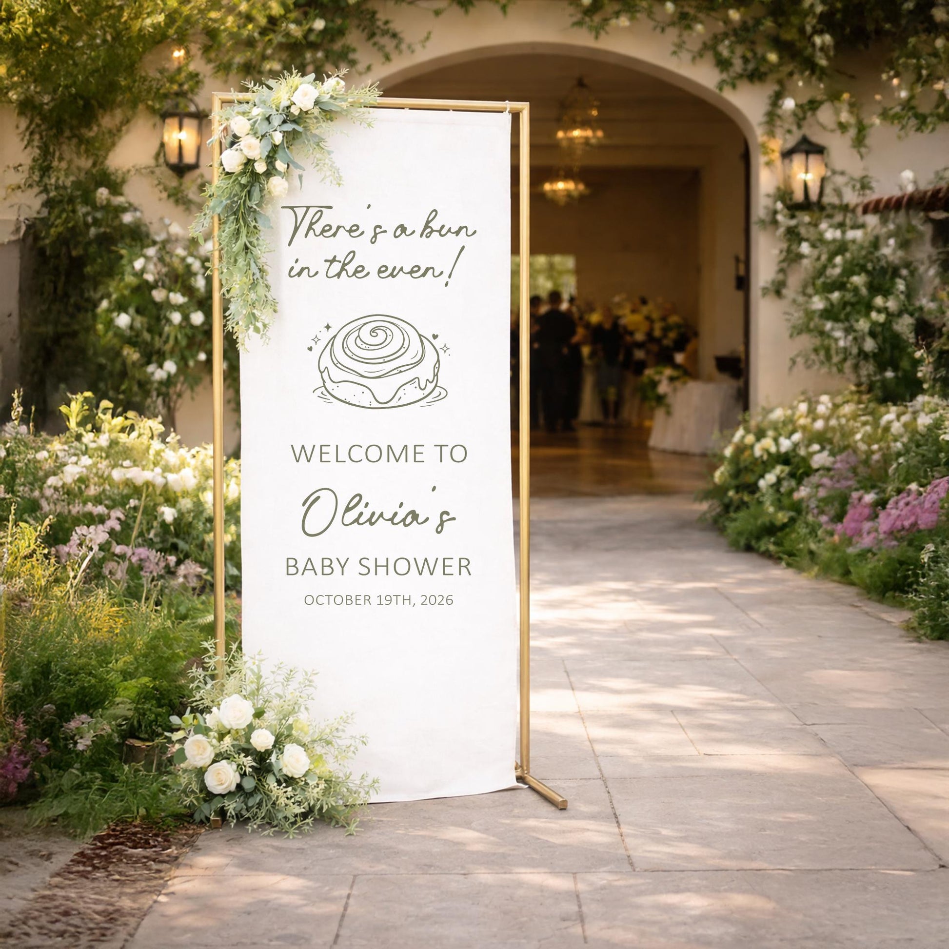 There's A Bun In The Oven Baby Shower Banner, Bun In The Oven Baby Shower Sign, Personalized Baby Shower Welcome Banner, Baby Shower Decor