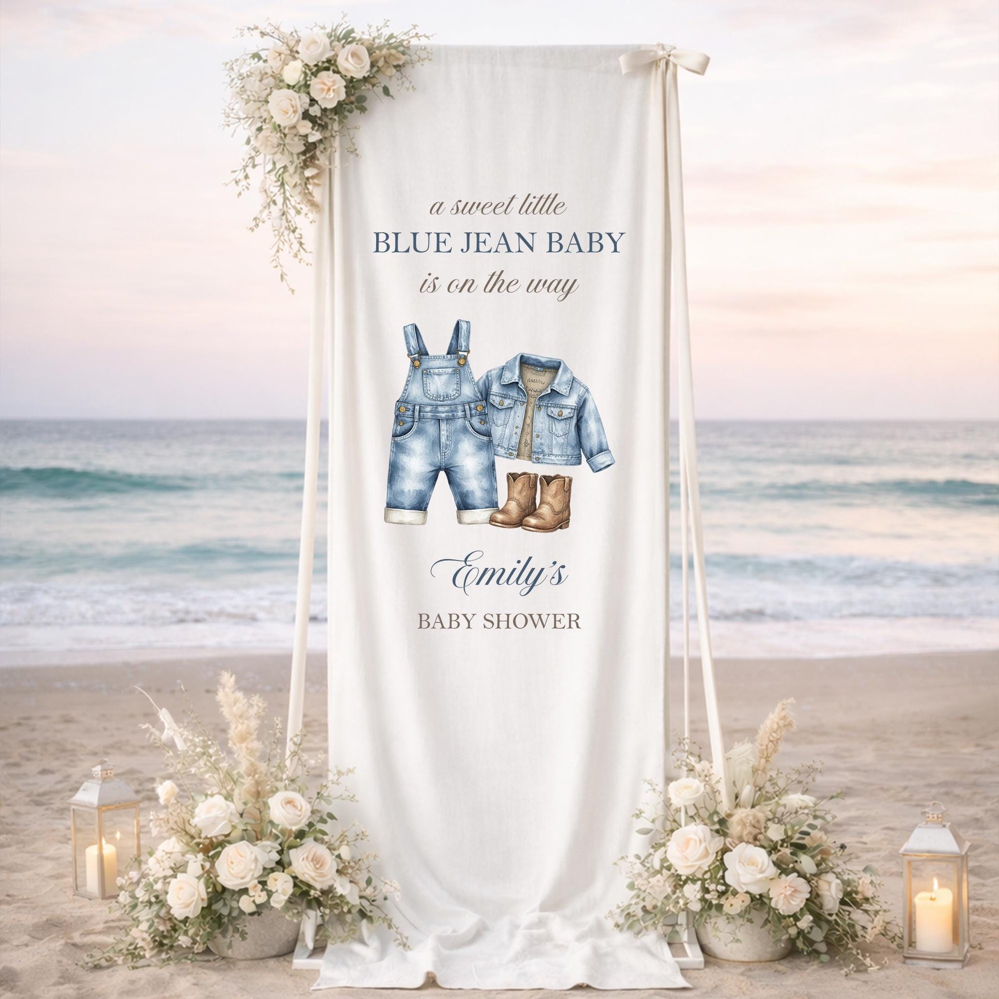 Blue Jean Baby Shower Banner, Baby Shower Welcome Sign, Blue Jean Baby Is On The Way Banner, Boy Baby Shower Backdrop, Baby Shower Decor